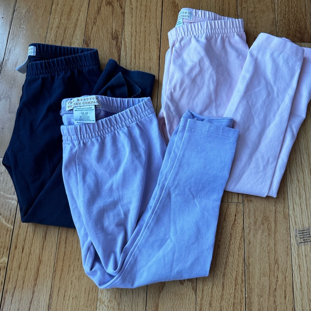 3 pair of Beaufort Bonnet Company Mitsi Sue slacks navy, lavender & pink 12-18 m